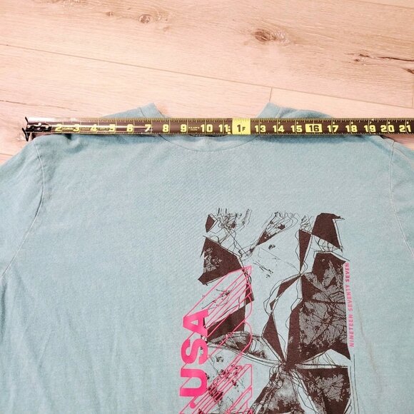 Y2K American Eagle Mens AE Vintage Wash Long-Sleeve Graphic T-Shirt Size XL Teal - Picture 5 of 8